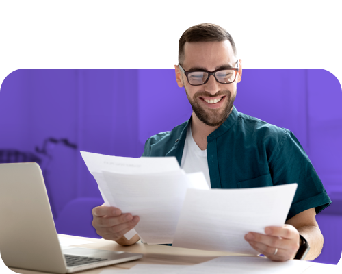 man reviewing papers